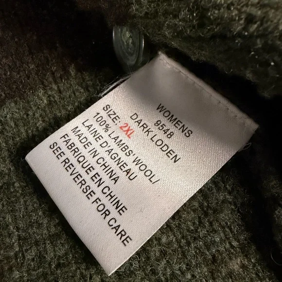 Woolrich 100% Lambs Wool Green Stripe Fringe Collar Button Up Vest - XXL - Picture 6 of 8